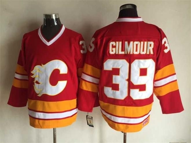 Men's Calgary Flames #39 Doug Gilmour Red Throwback CCM Jersey