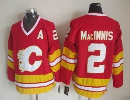 Men's Calgary Flames #2 Al MacInnis Red Throwback CCM Jersey