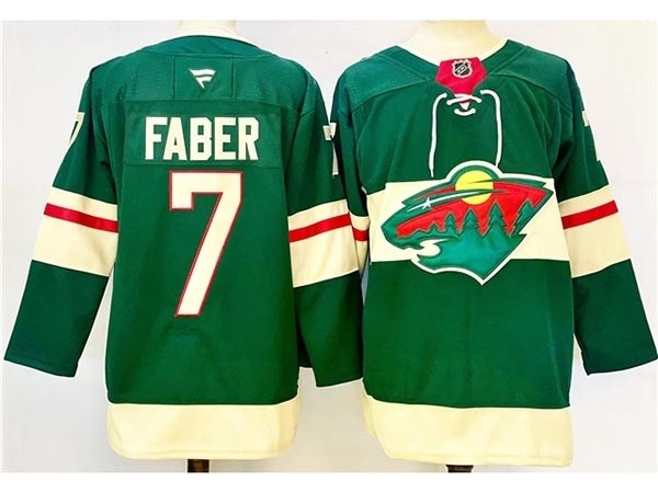 Men's Minnesota Wild #7 Brock Faber 2024-25 Green Jersey