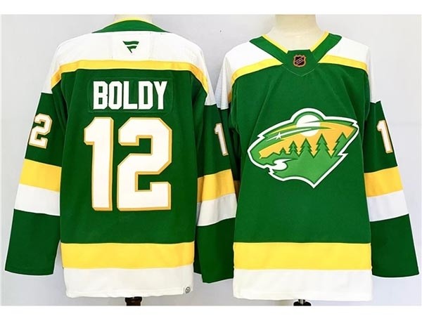 Men's Minnesota Wild #12 Matt Boldy Green Reverse Retro 2024-25 Jersey