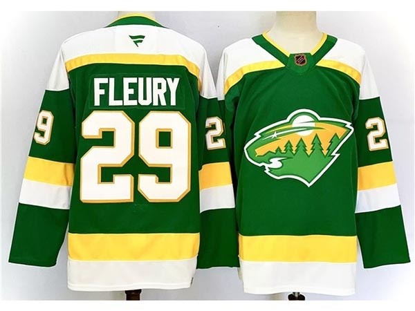 Men's Minnesota Wild #29 Marc-Andre Fleury Green Reverse Retro 2024-25 Jersey