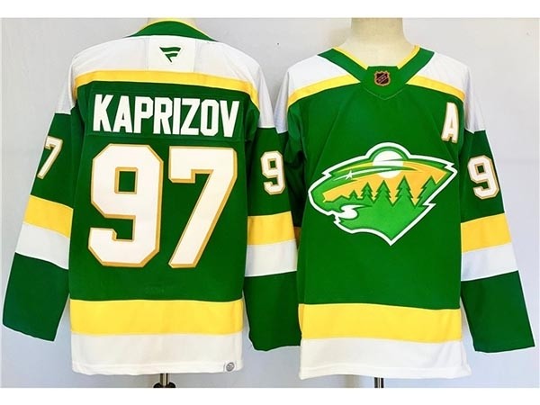 Men's Minnesota Wild #97 Kirill Kaprizov Green Reverse Retro 2024-25 Jersey