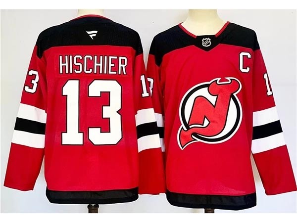 Men's New Jersey Devils #13 Nico Hischier 2024-25 Red Jersey