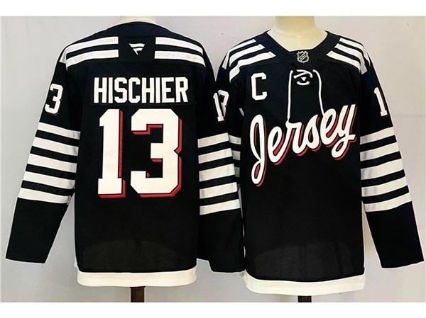 Men's New Jersey Devils #13 Nico Hischier 2024-25 Alternate Black Jersey