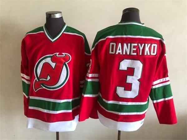 Men's New Jersey Devils #3 Ken Daneyko 1990's CCM Vintage Red Jersey