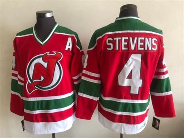 Men's New Jersey Devils #4 Scott Stevens 1990's CCM Vintage Red Jersey