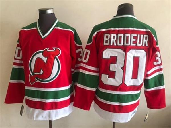 Men's New Jersey Devils #30 Martin Brodeur 1990's CCM Vintage Red Jersey