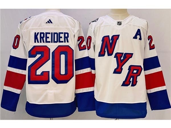 Men's New York Rangers #20 Chris Kreider White 2024 Stadium Series Stitched Jersey