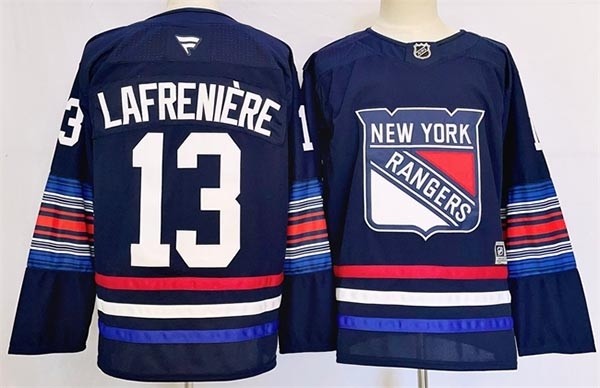 Men's New York Rangers #13 Alexis LafreniereNavy 2024-25 Stitched Jersey