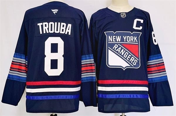 Men's New York Rangers #8 Jacob Trouba Navy 2024-25 Stitched Jersey