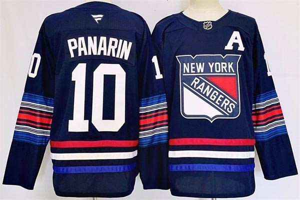 Men's New York Rangers #10 Artemi Panarin Navy 2024-25 Stitched Jersey