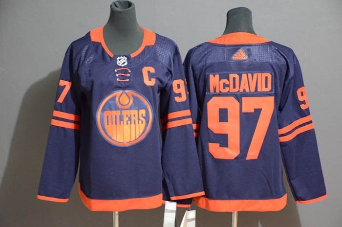 NHL Edmonton Oilers #97 Connor McDavid Navy 50th Anniversary Adidas Jersey