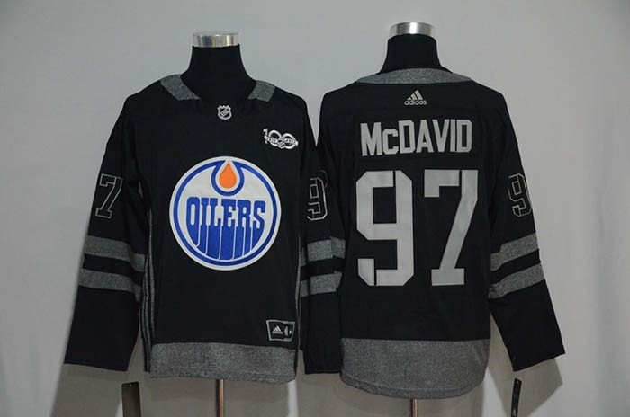 NHL Edmonton Oilers #97 Connor McDavid Black 1917-2017 100th Anniversary Jersey