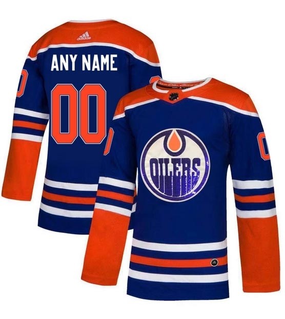 Men's Edmonton Oilers Custom Blue Adidas NHL Jersey (Name and number remark in comment column)