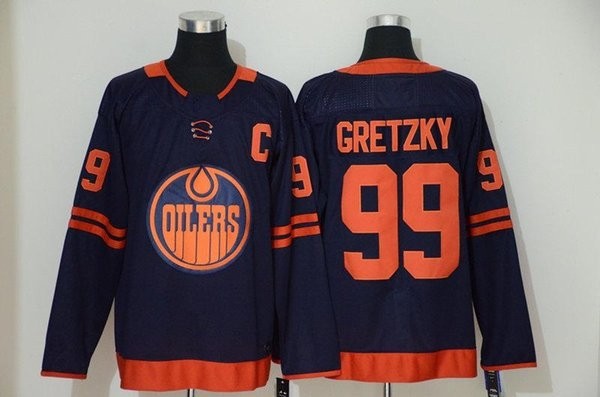 Men's Edmonton Oilers #99 Wayne Gretzky Navy Alternate Authentic adidas jeresey