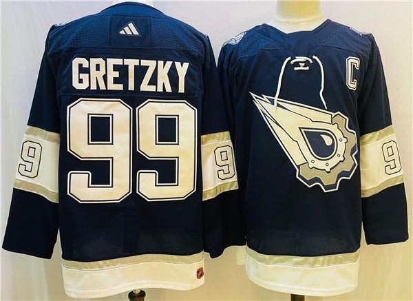 Men's Edmonton Oilers #99 Wayne Gretzky Navy White Adidas Alternate 3rd Jersey