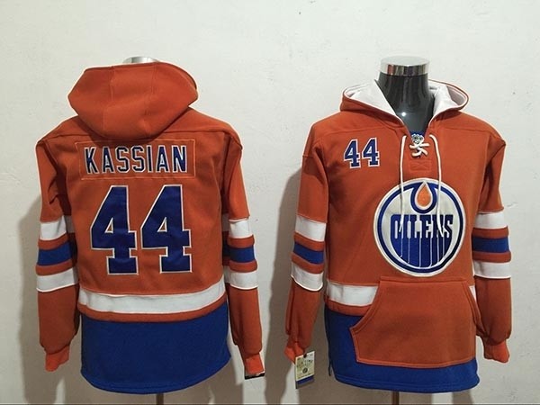 NHL Edmonton Oilers #44 Zack Kassian Orange All Stitched Hooded Sweatshirt