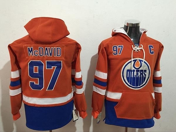 NHL Edmonton Oilers #97 Connor McDavid Orange All Stitched Hooded Sweatshirt