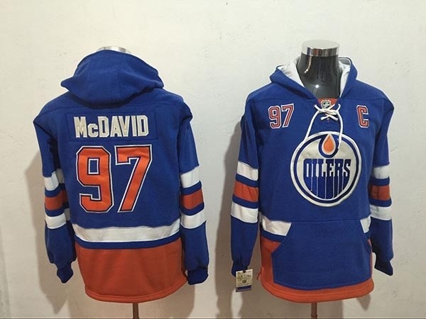 NHL Edmonton Oilers #97 Connor McDavid Blue All Stitched Hooded Sweatshirt