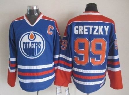 Men's Edmonton Oilers #99 Wayne Gretzky Blue Throwback CCM Jersey