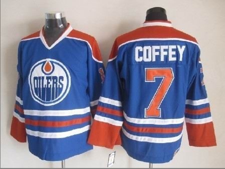 Men's Edmonton Oilers #7 Paul Coffey Blue Throwback CCM Jersey