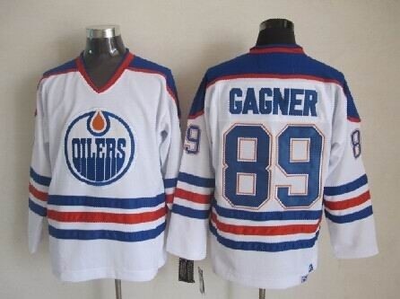 Men's Edmonton Oilers #89 Sam Gagner White Blue Throwback CCM Jersey