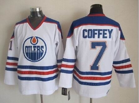 Men's Edmonton Oilers #7 Paul Coffey White Throwback CCM Jersey