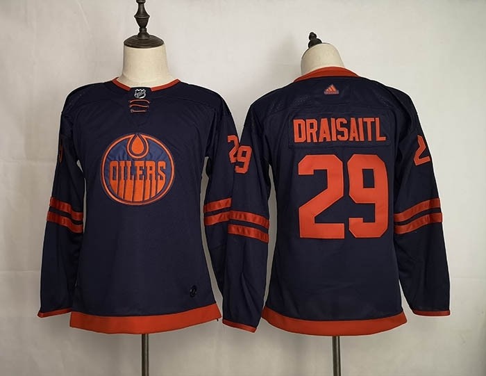 Women Edmonton Oilers #29 Leon Draisaitl Navy 50th Anniversary Adidas Jersey