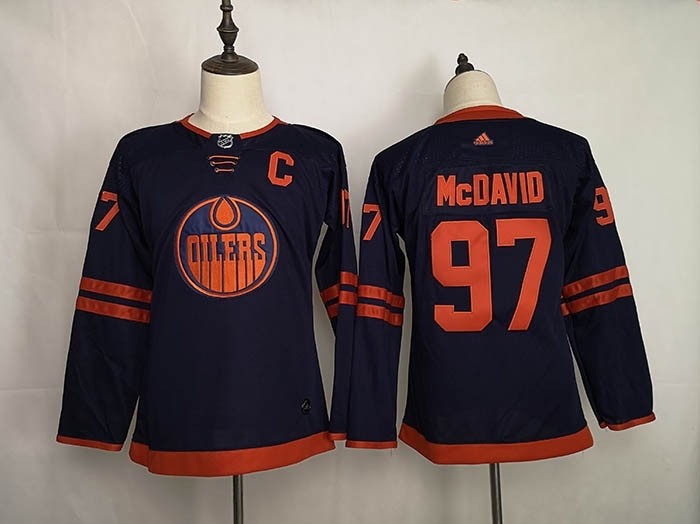 Youth Edmonton Oilers #97 Connor McDavid Navy 50th Anniversary Adidas Jersey