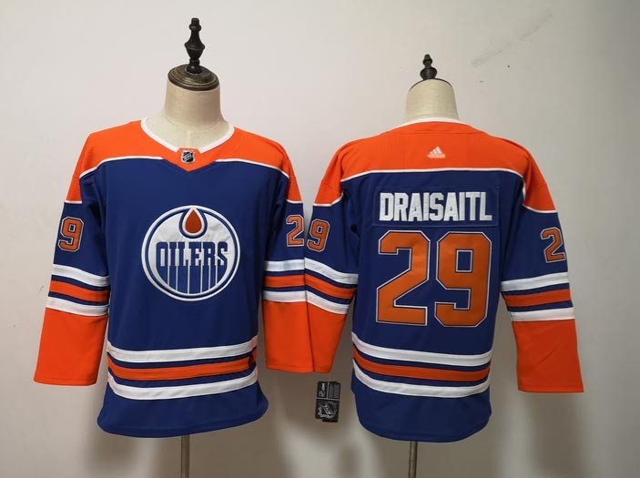 Youth Edmonton Oilers #29 Leon Draisaitl Blue Adidas Jersey