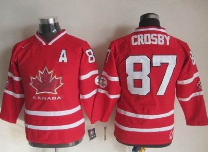 Youth 2010 Team Canada Olympic #87 Sidney Crosby Red Throwback jersey