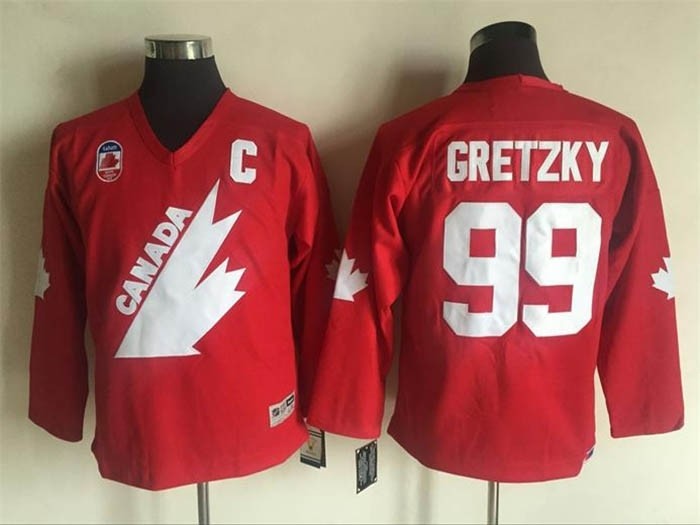 Youth 1991 Team Canada Olympic #99 Wayne Gretzky Red Throwback jersey