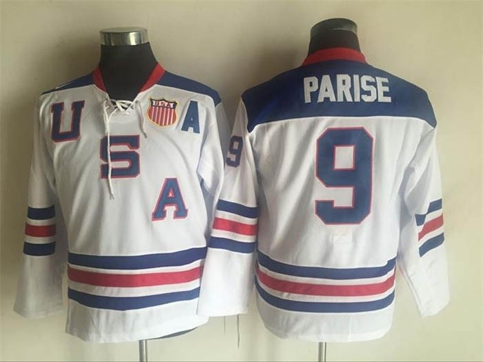 Youth 2010 Team USA Olympic #9 Zach Parise White Throwback jersey