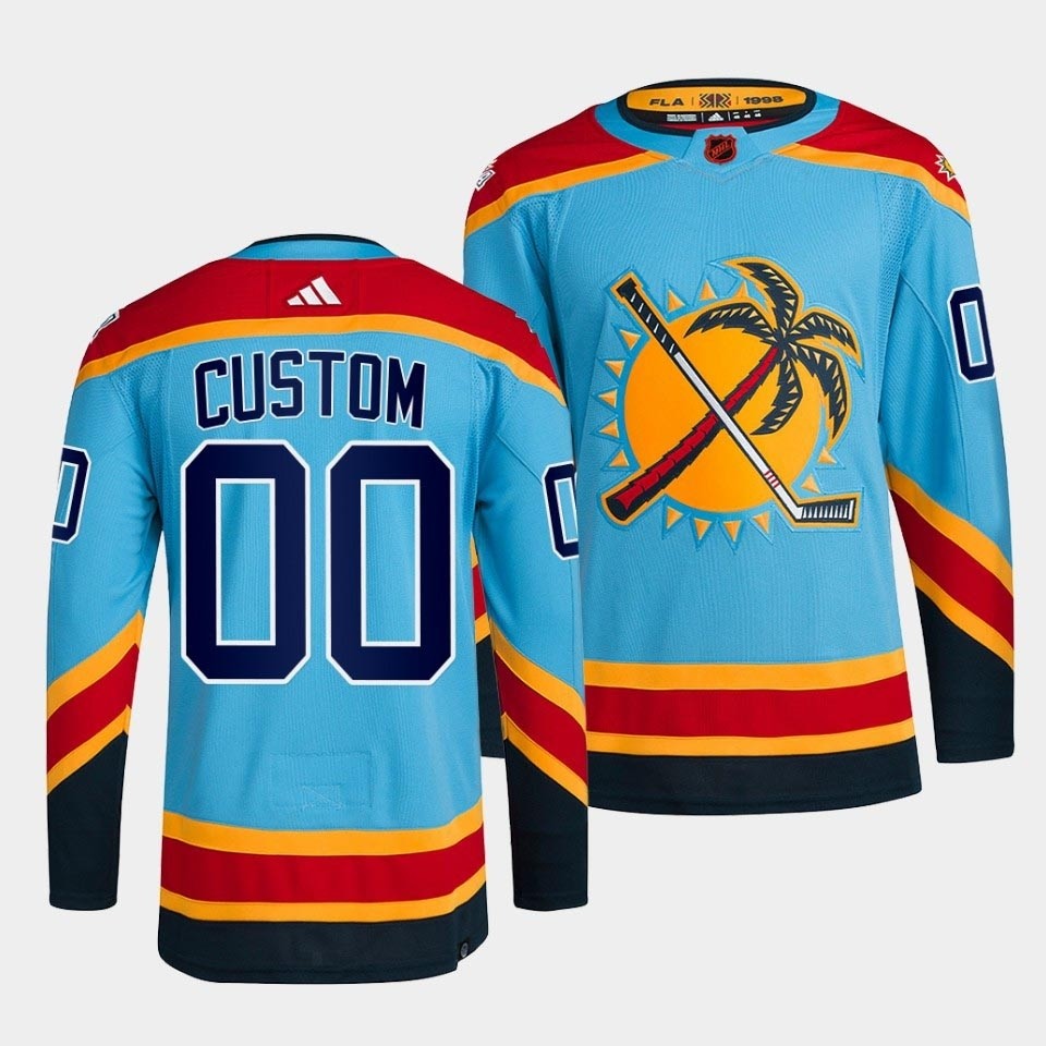 Men's Florida Panthers Custom Blue 2022-23 Reverse Retro Stitched Jersey(Name and number remark in comment column)