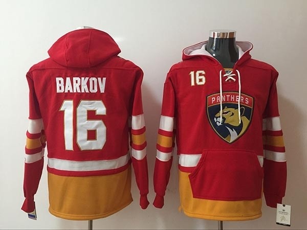 NHL Florida Panthers #16 Aleksander Barkov Red All Stitched Hooded Sweatshirt