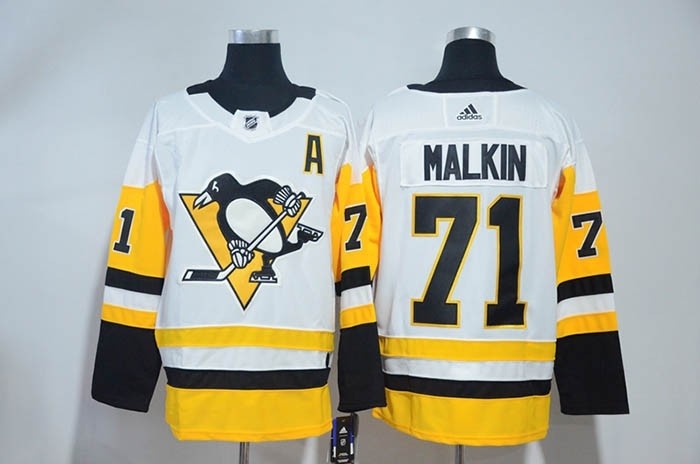 NHL Pittsburgh Penguins #71 Evgeni Malkin White Adidas Jersey