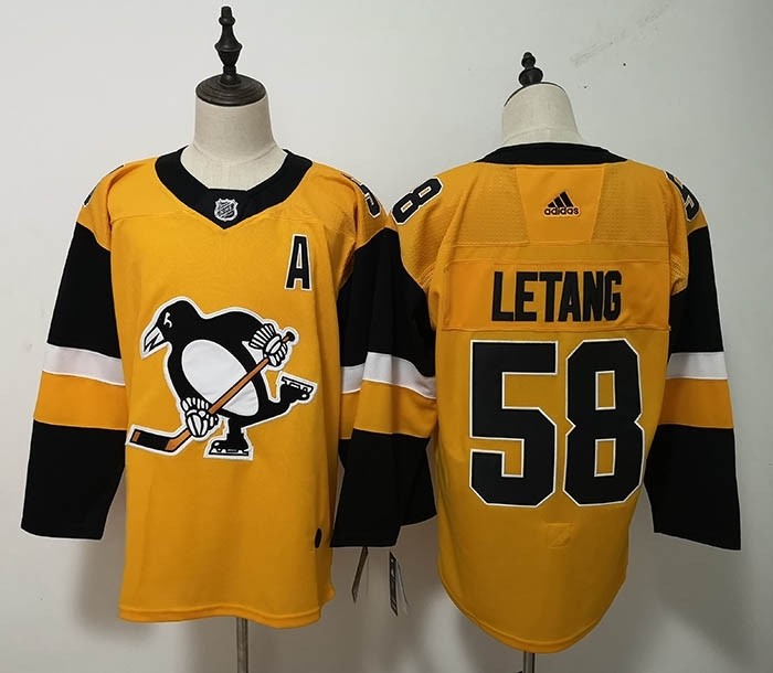 NHL Pittsburgh Penguins #58 Kris Letang Yellow Adidas jersey