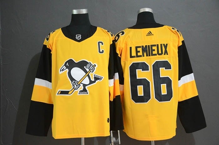 NHL Pittsburgh Penguins #66 Mario Lemieux Yellow Adidas jersey