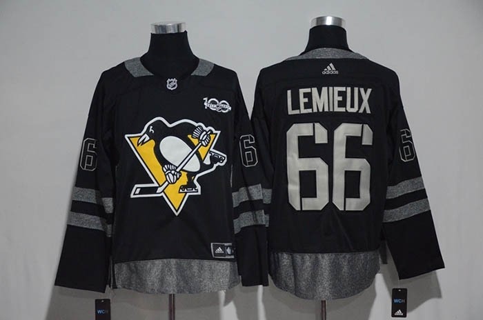 NHL Pittsburgh Penguins #66 Mario Lemieux Black 100th Centennal Classic Premier Jersey