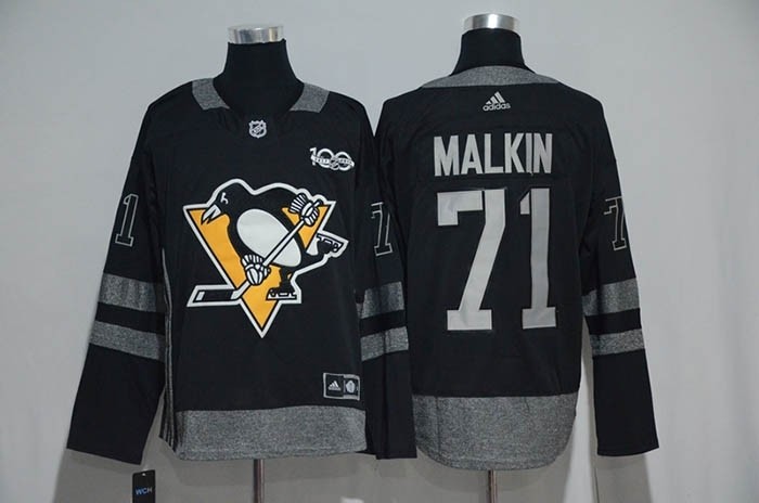 NHL Pittsburgh Penguins #71 Evgeni Malkin Black 100th Centennal Classic Premier Jersey