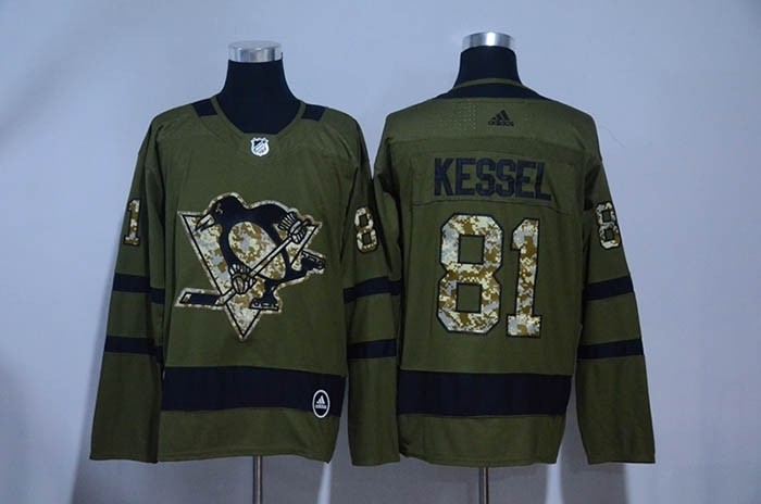 NHL Pittsburgh Penguins #81 Phil Kessel Olive Green Adidas Jersey