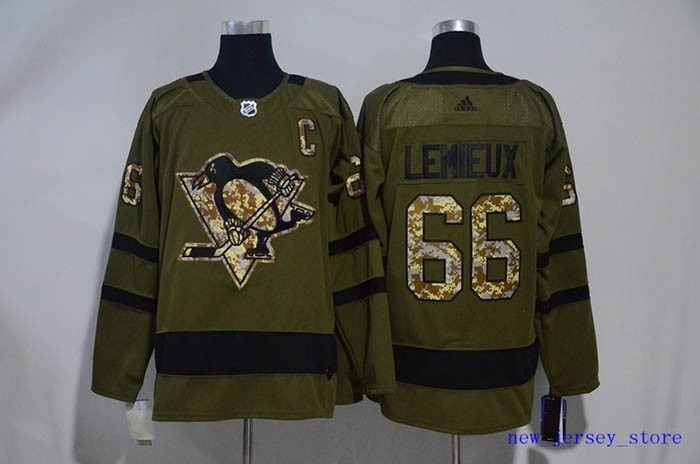 NHL Pittsburgh Penguins #66 Mario Lemieux Olive Green Adidas Jersey