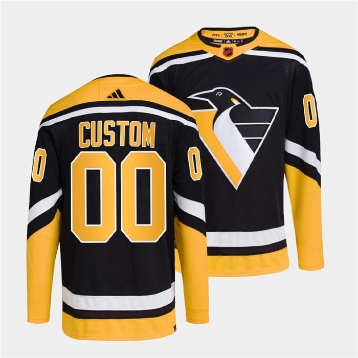 Men's Pittsburgh Penguins Custom Black 2022-23 Reverse Retro Stitched Jersey(Name and number remark in comment column)