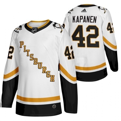 Men's Pittsburgh Penguins #42 Kasperi Kapanen White 2020-21 Reverse Retro Jersey