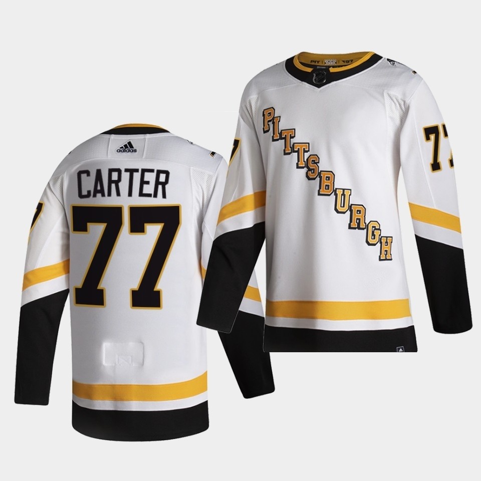 Men's Pittsburgh Penguins #77 Jeff Carter White 2020-21 Reverse Retro Jersey