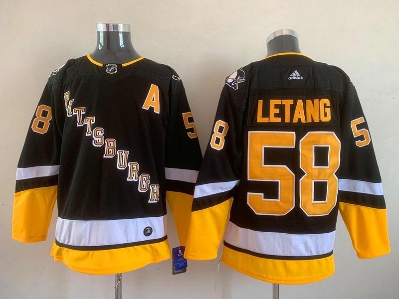 Men's Pittsburgh Penguins #58 Kris Letang 2021-2022 Black Stitched Jersey