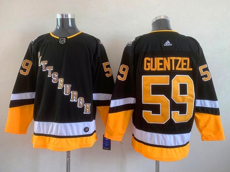 Men's Pittsburgh Penguins #59 Jake Guentzel 2021-2022 Black Stitched Jersey