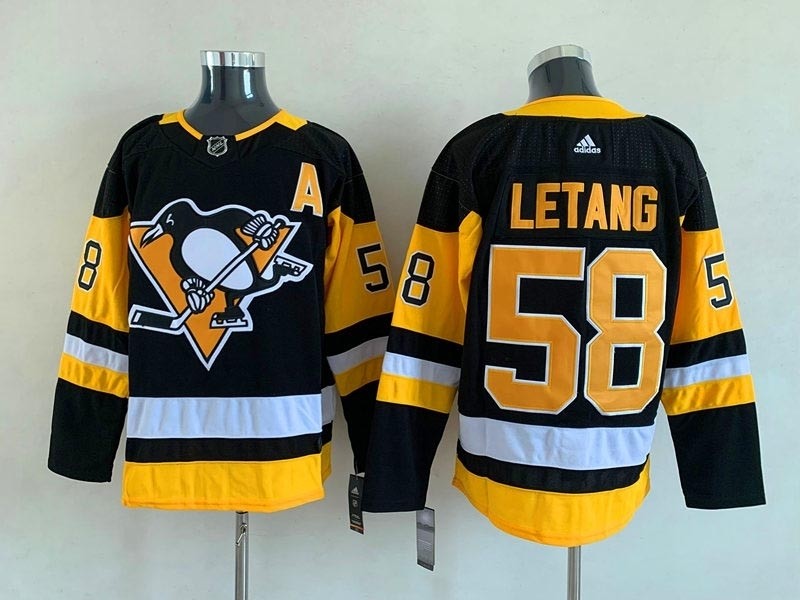 Men's Pittsburgh Penguins #58 Kris Letang Black Stitched Adidas Jersey