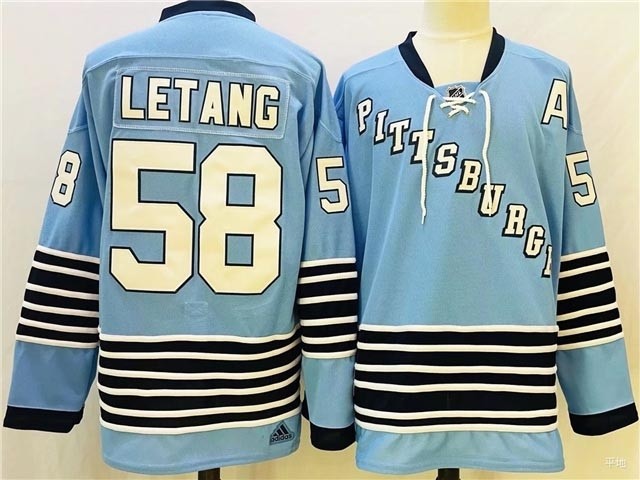 Men's Pittsburgh Penguins #58 Kris Letang Blue Team Classics Stitched NHL Jersey