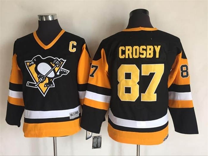 Youth Pittsburgh Penguins #87 Sidney Crosby Black Throwback CCM Jersey